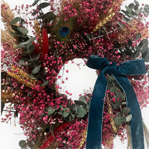 Pink Peacock Wreath