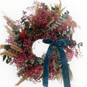 Pink Peacock Wreath