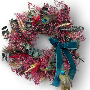 Pink Peacock Wreath